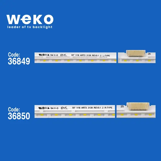 WKSET-6043 36849X1 36850X1 55 V18 ART3 3138 REV0.1 L/R-TYPE 2 ADET LED BAR (66LED) alternatif görünüm