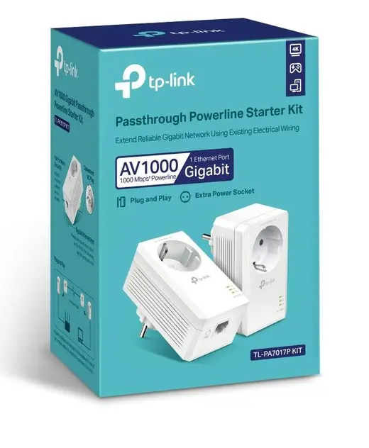 TP-LINK TL-PA7017P KIT AV1000 GIGABIT POWERLINE GENISLETICI görseli 1