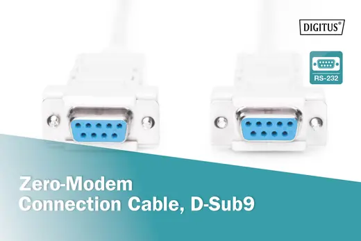 DIGITUS AK-610100-018-E Modem Bağlantı Kablosu, D-Sub9 Dişi - D-Sub9 Dişi, 1.8 metre, vidalı, bej renk görseli 5