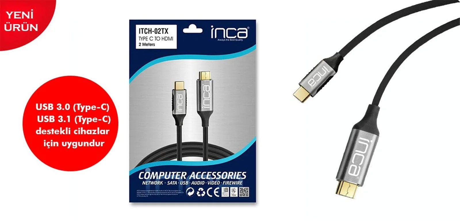 INCA 5metre IMHD-50T HDMI Görüntü Kablosu Gold 1.4v 4K