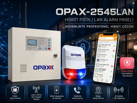 OPAX-2545LAN BGR-10 Kablolu Sirenli Akülü LAN/PSTN Ev ve İşyeri Alarm Seti görseli 8