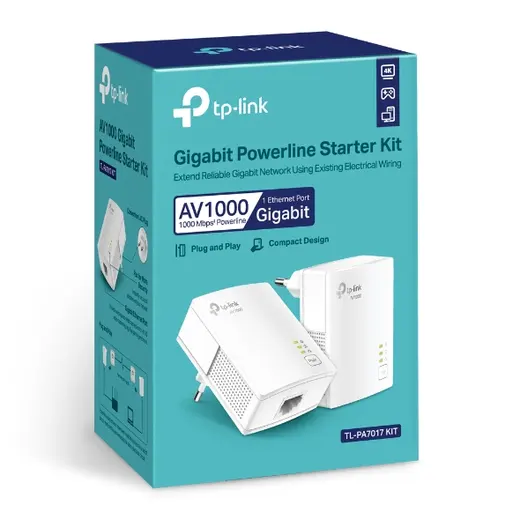 TP-LINK TL-PA7017 KIT 1000mbps AV1000 EV Ofis Tipi PowerLine Ağ Adaptörü görseli 1