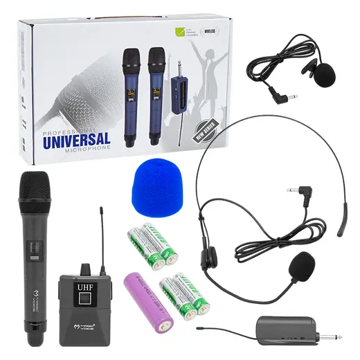 MAGİCVOİCE MV-1305YE UHF 1 EL + 1 YAKA + 1 KAFA EKRANLI KABLOSUZ TELSİZ MİKROFON görseli 3