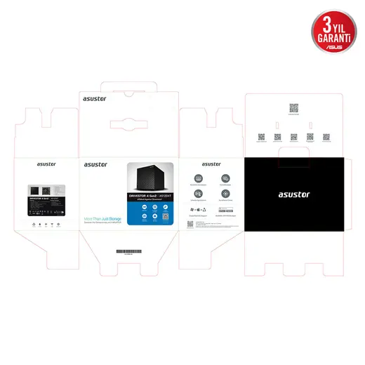 ASUSTOR 4diskli Realtek QC-1GB RAM-2.5GbE Nas Server AS1204T görseli 1