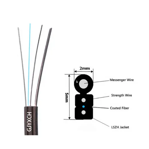 OBK 1x4 Core SM G657A2 LSZH - DROP FIBER ASKI TELLI / 1000 METRE / 1x1mm + 2x0.4mm Steel görseli 3