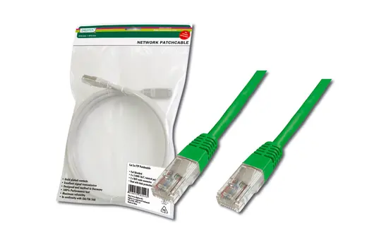 DIGITUS DK-1511-010/G Patch Kablo, UTP, CAT. 5E, 1 metre, AWG 26/7, Yeşil Renk, 3P sertifikalı