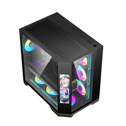 AIGO FT418 Ultra Siyah 7x L17 ARGB Fanlı 850W 80+ Bronze Gen5 LCD Mid Tower Kasa alternatif görünüm