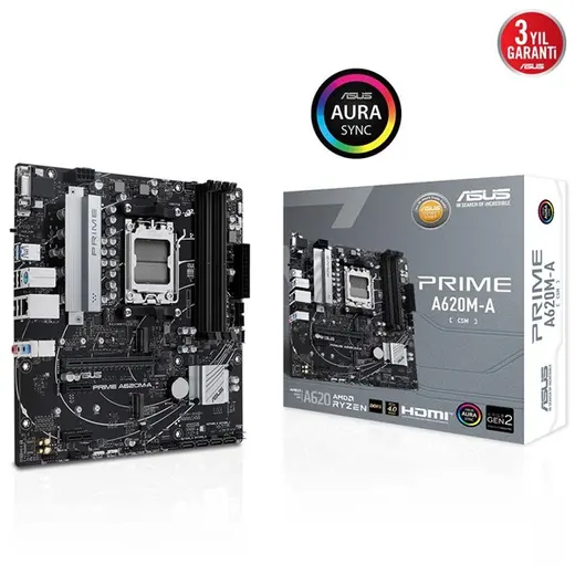 ASUS PRIME A620M-A-CSM DDR5 HDMI DP PCIe 16X v4.0 AM5 mATX görseli 5