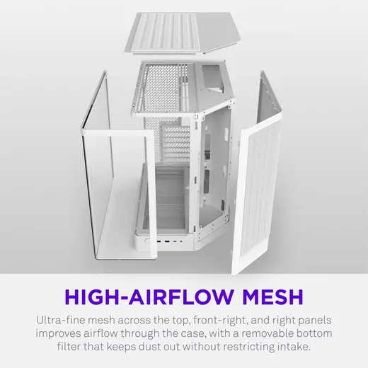 NZXT H6 RGB+ CC-H62FW-P1 Dual-Chamber Gaming Mid-Tower PC Kasası Beyaz görseli 5