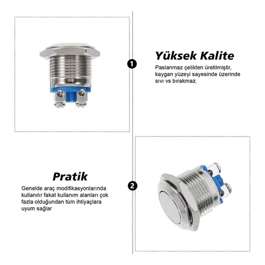 D98 19 MM DÜZ METAL BUTON (PBS28B-2) (IC-182) alternatif görünüm