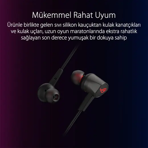 ASUS ROG Cetra II Core 90YH02V1-B2UA00 3.5mm 9.4mm Sürücü Mikrofonlu Siyah Kulak İçi Oyuncu Kulaklığı / 90YH02V1-B2UA00