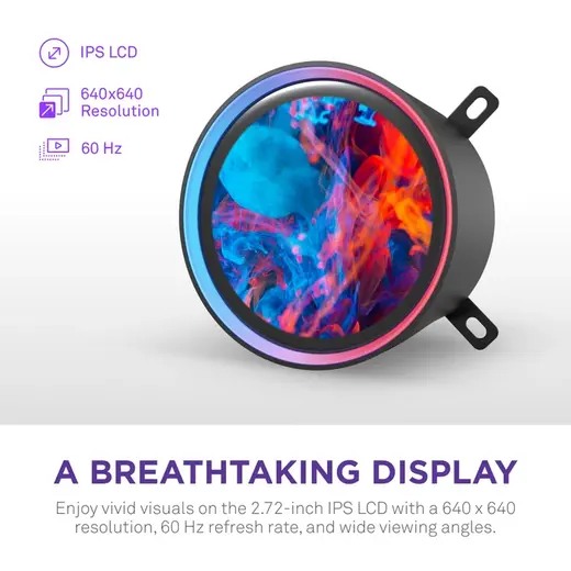 NZXT 360MM LCD KRAKEN ELITE 360 RGB v2 RL-KR36E-B2 AM5-1851p Sıvı Soğutmalı İşlemci Fanı görseli 8