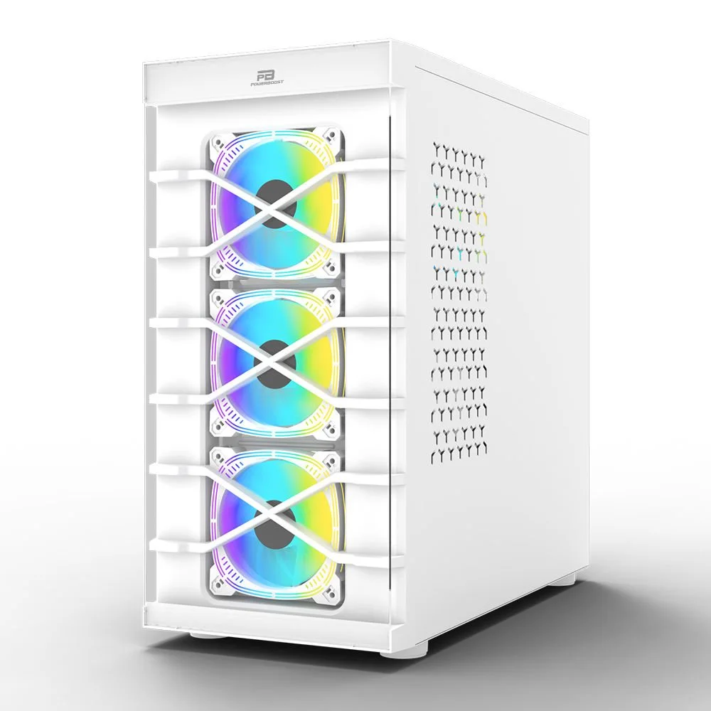 POWERBOOST PB-GR222BW 7-ARGB Fanlı Gaming Mid-Tower PC Kasası Beyaz