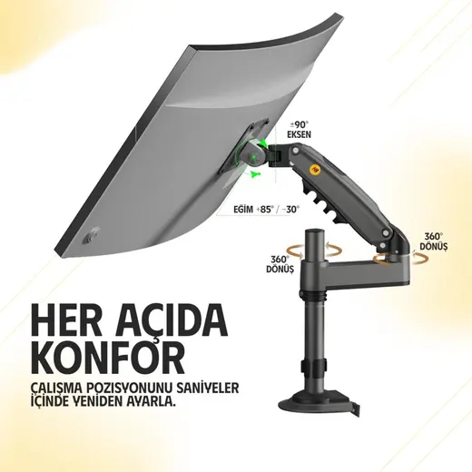 North Bayou H100 17-32 İnch Amortisörlü Monitör Standı görseli 3