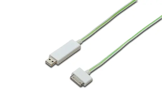 DIGITUS DB-600103-010-W Senkronizasyon ve Şarj için FLUX CONNECT Işıklı Kablo, Apple Dock erkek USB A erkek 0.90 metre