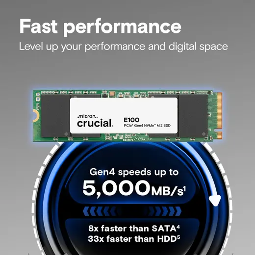CRUCIAL 2TB E100 CT2000E100SSD8 5000-4500MB/s M2 NVME GEN4 Disk görseli 4