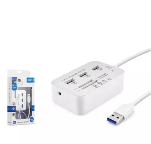 HADRON HDX7028 USB 3.0 Combo Hub Kart Okuyucu 7 Port 5 Gbps Beyaz