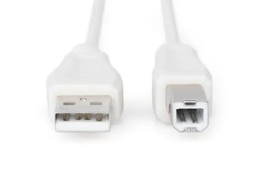 DIGITUS AK-300102-030-E USB bağlantı kablosu, A - B tipi St/St 3 metre, USB 2.0 uygun, beyaz renk alternatif görünüm