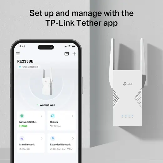TP-LINK RE235BE WIFI7 BE3600 Çift Bant Menzil Genişletici Priz Tip görseli 4