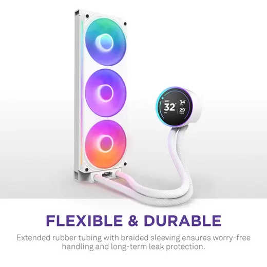 NZXT 360MM LCD KRAKEN ELITE 360 RGB v2 RL-KR36E-W2 AM5-1851p Sıvı Soğutmalı İşlemci Fanı Beyaz alternatif görünüm