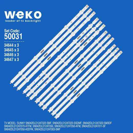 WKSET-5031 34644X3 34645X3 34646X3 34647X3 42 ROW2.1 12 ADET LED BAR