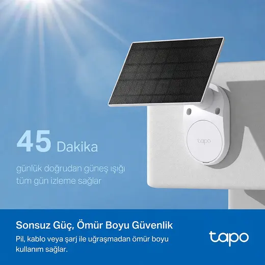 TP-LINK 3MP Bullet 3MM Wıfı Kablosuz Bataryalı Solar IP Kamera TAPO C410 KIT görseli 2