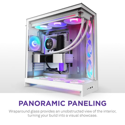 NZXT H9 FLOW RGB 2025 ARGB CM-H92FW-P1 Gaming Mid-Tower PC Kasası Beyaz görseli 3