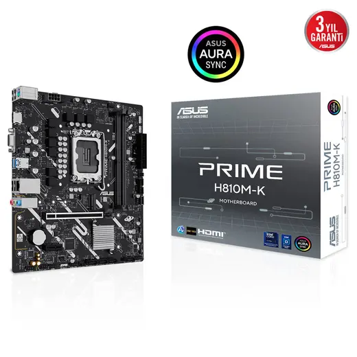 Asus PRIME H810M-K Intel 1851p DDR5 6400 HDMI VGA M2 USB3.2 mATX