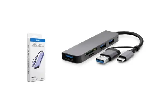 HADRON HDX7826 TYPE-C HUB COMBO 3-USB3.0 + SD + TF 5IN1 GRİ