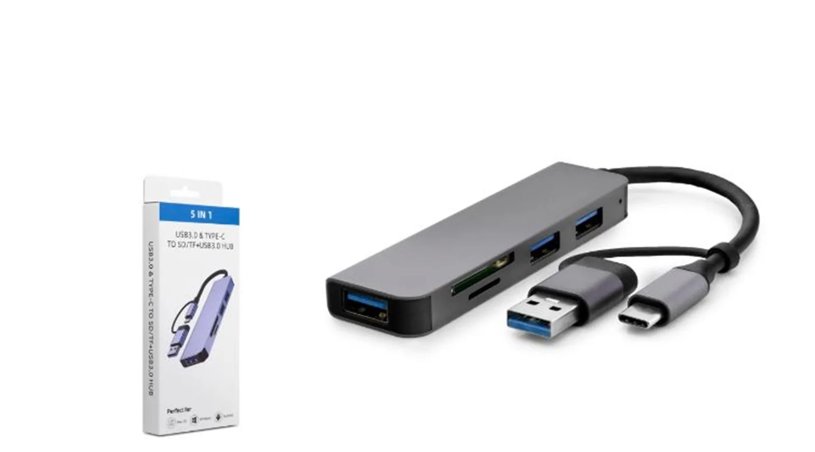 HADRON HDX7826 TYPE-C HUB COMBO 3-USB3.0 + SD + TF 5IN1 GRİ
