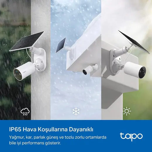 TP-LINK 3MP Bullet 3MM Wıfı Kablosuz Bataryalı Solar IP Kamera TAPO C410 KIT görseli 1