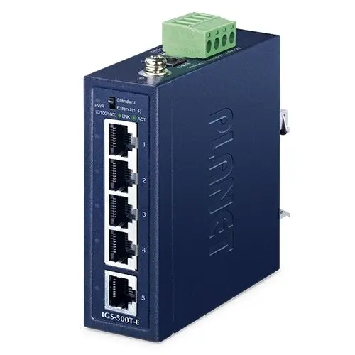PLANET PL-IGS-500T-E Compact Industrial 5-Port 10/100/1000T Ethernet Switch (-40~75 degrees C)