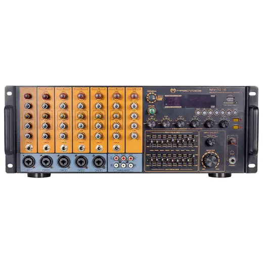 MAGICVOICE MV-1216 USB BT UK RMS300W MAX 2400W 6 ZON +99DSP+4-16-70-100V TRAFOLU MIXER KÜP ANFİ alternatif görünüm