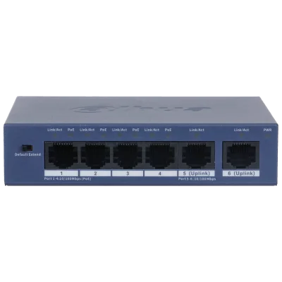 DAHUA S3006-4ET-60 4X 10/100 RJ45 POE 2X 10/100 RJ45 UPLINK 60W YONETILEMEZ POE SWITCH