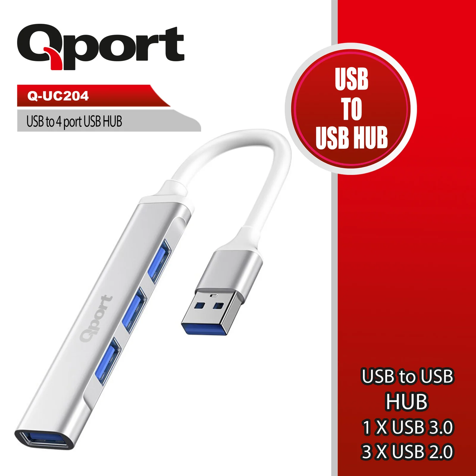 QPORT Q-UC204 USB TO 4 PORT METAL USB ÇOKLAYICI