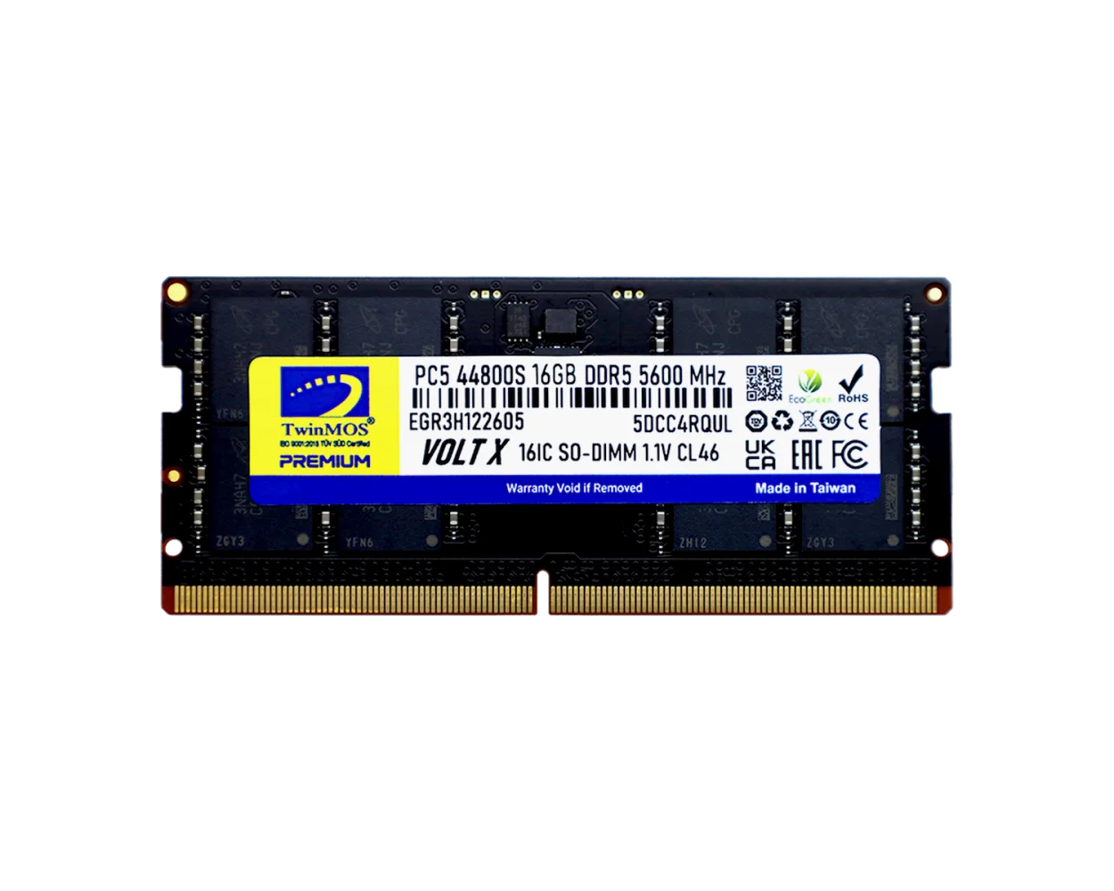 16 GB DDR5 5600MHz TWINMOS CL46 1.1V SODIMM (TMD516GB5600S46)