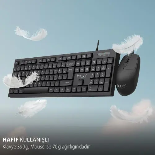 INCA IMK-376T Kablolu USB Q Trk Siyah Klavye - Mouse Set görseli 1