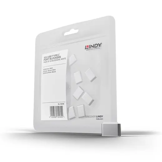 LINDY LIN-40439 USB-C Port Blocker Extra Lock Pack, White (10x Locks) görseli 3