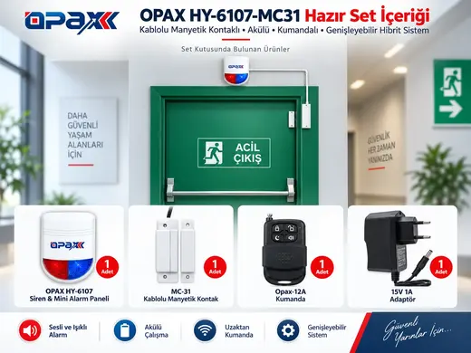 OPAX HY-6107-MC31 Kablolu Acil Çıkış Kapısı Alarm Sistemi Seti görseli 4