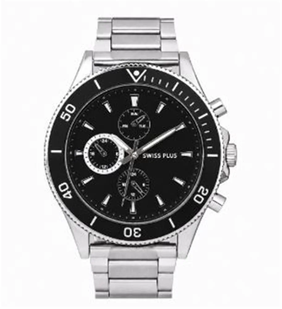 Swiss Plus Man Watch Basic Seri Model-10 ST3516AGS Lüx Black-Silver(Kol Saati)