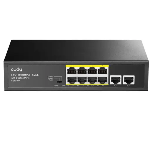CUDY 8port PoE 120w 2-Uplink 10/100 Yönetilemez Switch FS1010P görseli 3