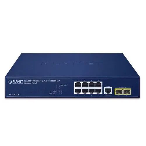 PLANET PL-GS-4210-8T2S Yönetilebilir Gigabit Switch (Managed Gigabit Switch) 8-Port 10/100/1000T 2-Port 100/1000X SFP 1