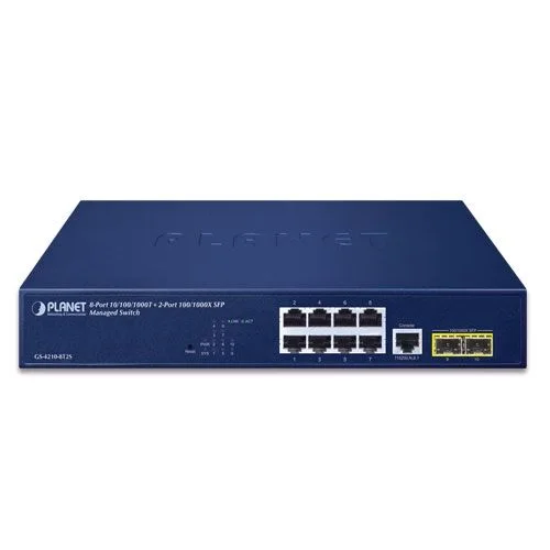 PLANET PL-GS-4210-8T2S Yönetilebilir Gigabit Switch (Managed Gigabit Switch) 8-Port 10/100/1000T 2-Port 100/1000X SFP 1