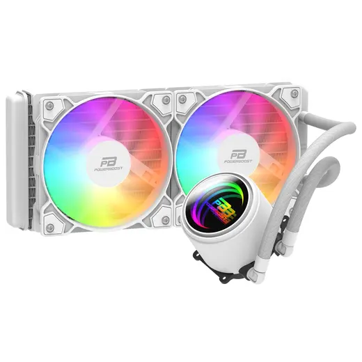 POWERBOOST 240MM CIRCLE 240W PB-LCS-CR240W Rainbow Fanlı AM5-1851p Sıvı Soğutmalı İşlemci Fanı Beyaz görseli 6
