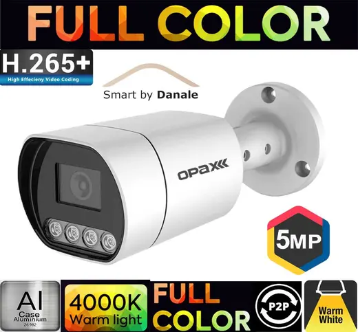 OPAX-4005 5 MP IP (2880X1620) H.265+ 4 WARM LIGHT FULL COLOR 3.6 MM METAL BULLET IP CAMERA
