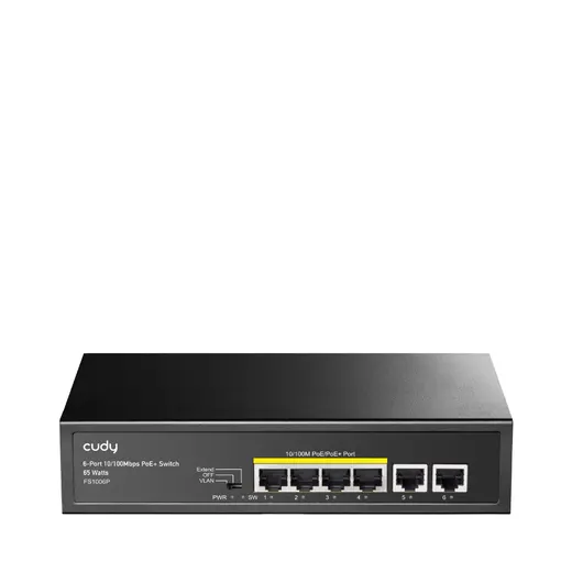 CUDY 6port / 4port PoE 60w 10/100 2-Uplink Yönetilemez Metal Switch FS1006P görseli 4