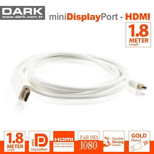 DARK (DK-CB-MDPXHDMIL180) 1.8 METRE MINI DISPLAY - HDMI KABLO