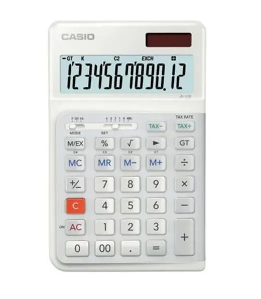 Casio JE-12E-WE Beyaz 12 Hane Masa Üstü Ergonomik Tuşlu Hesap Makinesi alternatif görünüm