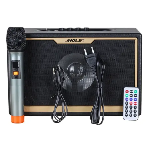SHILE SD-1 EL MİKROFONLU KUMANDALI USB+SD+BT SEYYAR PORTATİF ANFİ görseli 4