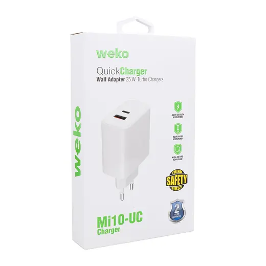 WEKO WK-21446 Mİ10-UC 25 WATT 3.0 AMPER TYPE-C + USB ŞARJ BAŞLIK ADAPTÖRÜ görseli 3